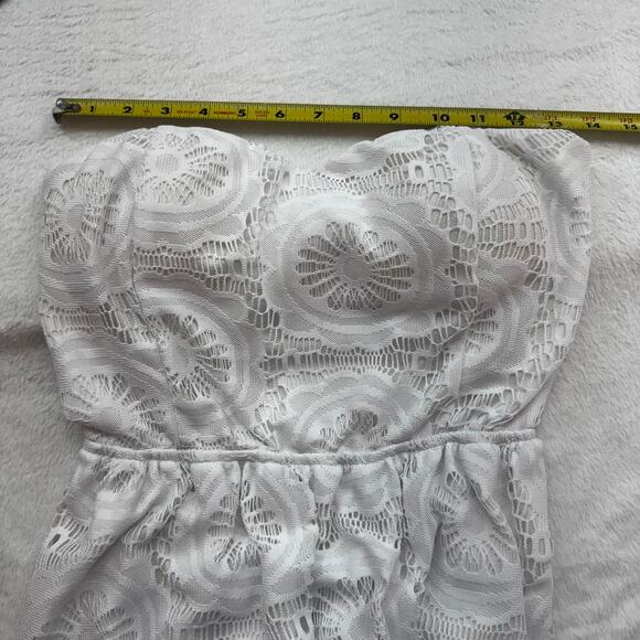 Windsor White Strapless Lace Overlay Maxi Dress Size S/M Padded Cups Stretchy - Picture 7 of 9